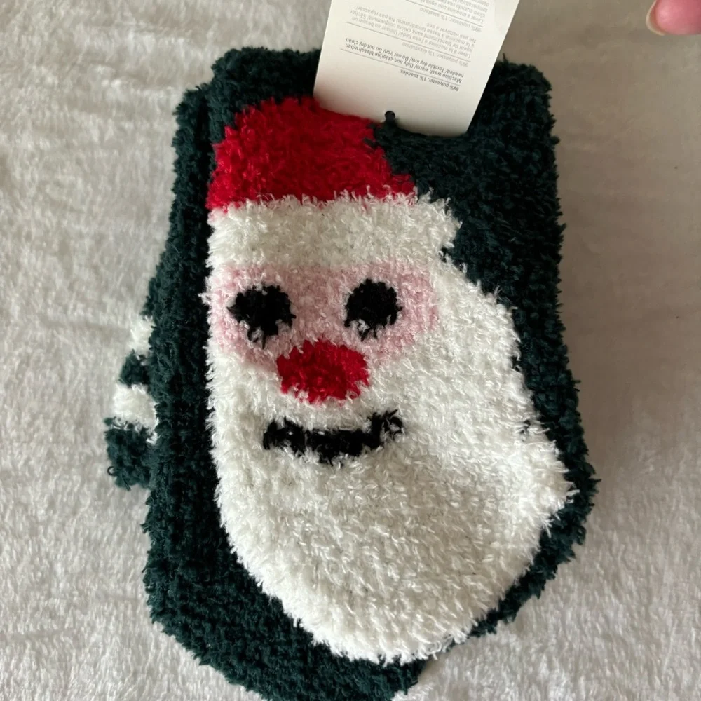 Fuzzy Santa Socks, Women’s one size